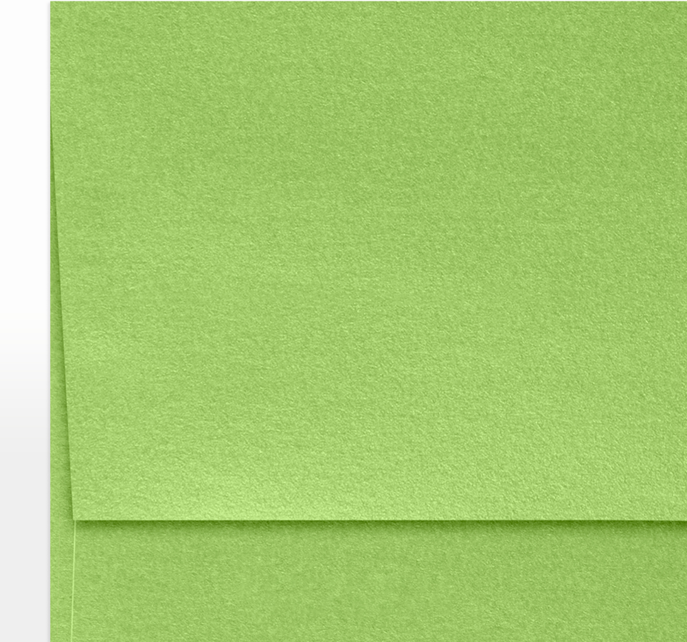 Lime Green Metallic 32lb A7 Invitation Envelopes (5 1/4 x 7 1/4) with Peel & Seal