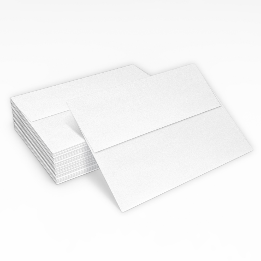 Crystal White Metallic 32lb A7 Invitation Envelopes (5 1/4 x 7 1/4) with Peel & Seal