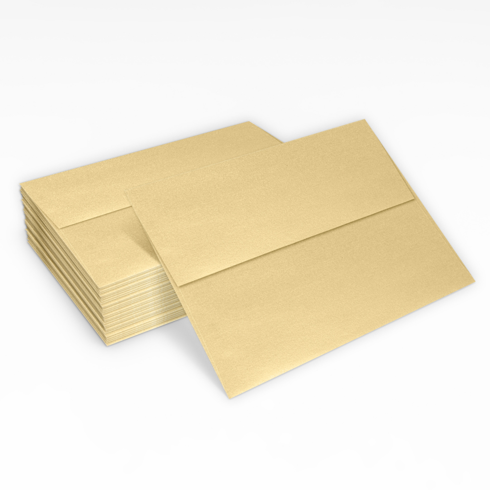Light Gold Blonde Metallic 32lb A7 Invitation Envelopes (5 1/4 x 7 1/4) with Peel & Seal