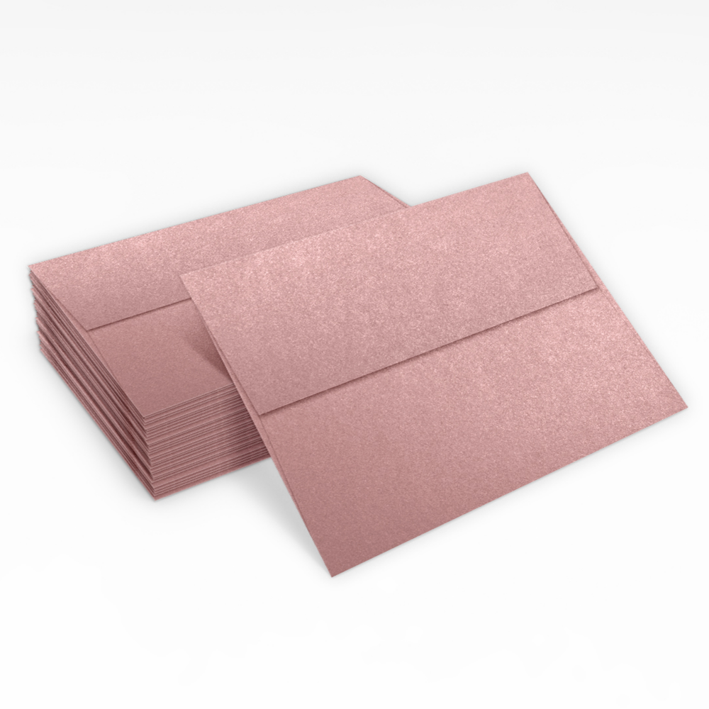 Misty Rose Pink Metallic 84lb A7 Invitation Envelopes (5 1/4 x 7 1/4) with Peel & Seal