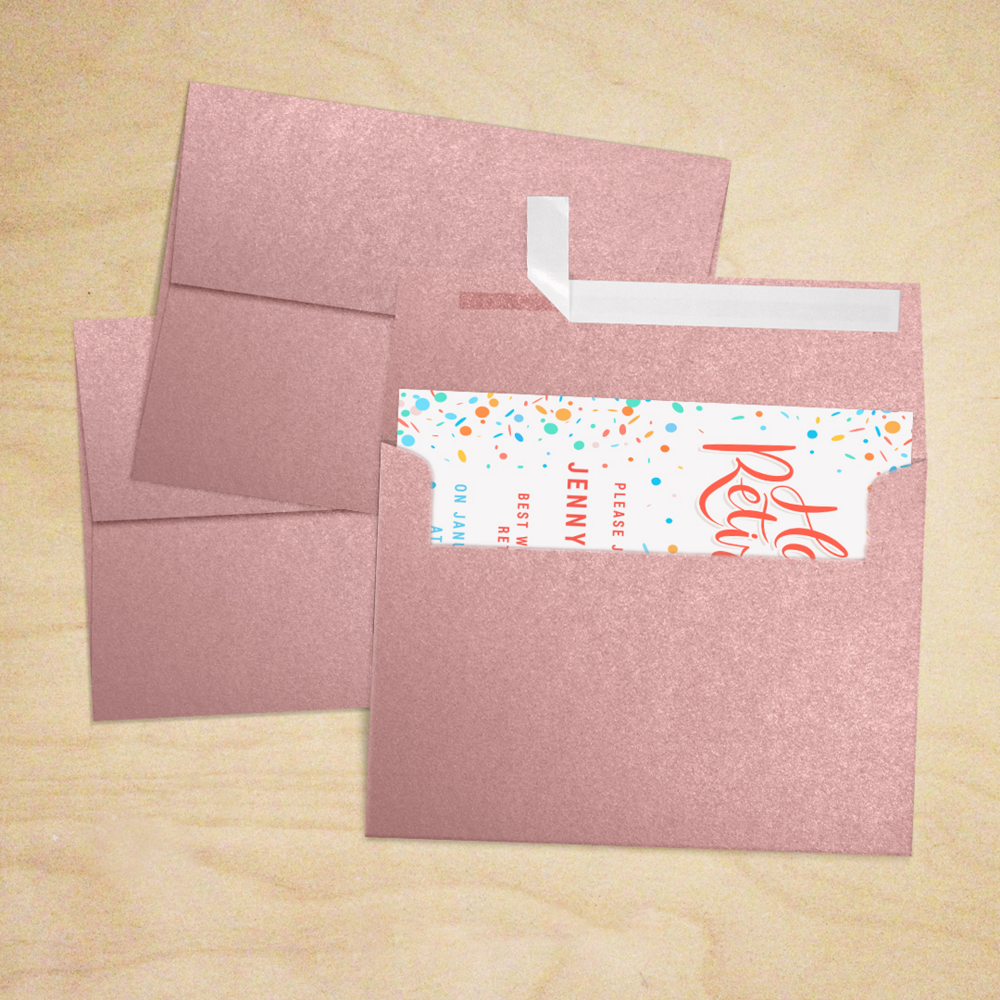 Misty Rose Pink Metallic 84lb A7 Invitation Envelopes (5 1/4 x 7 1/4) with Peel & Seal