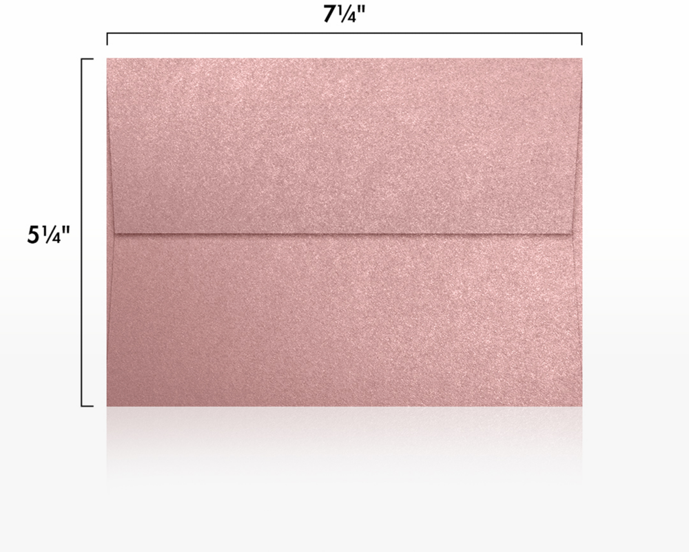 Misty Rose Pink Metallic 84lb A7 Invitation Envelopes (5 1/4 x 7 1/4) with Peel & Seal