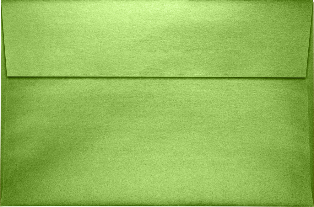 Lime Green Metallic 32lb A9 Invitation Envelopes (5 3/4 x 8 3/4) with Peel & Seal