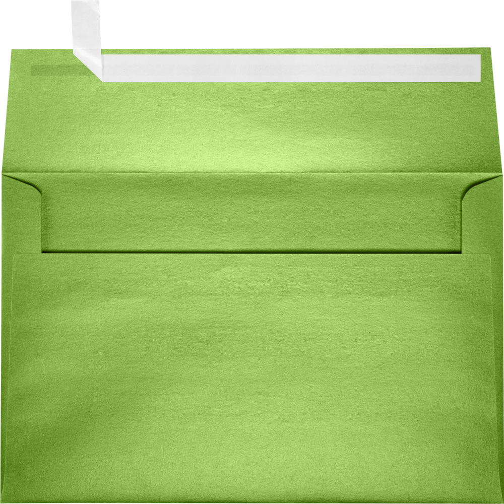 Lime Green Metallic 32lb A9 Invitation Envelopes (5 3/4 x 8 3/4) with Peel & Seal