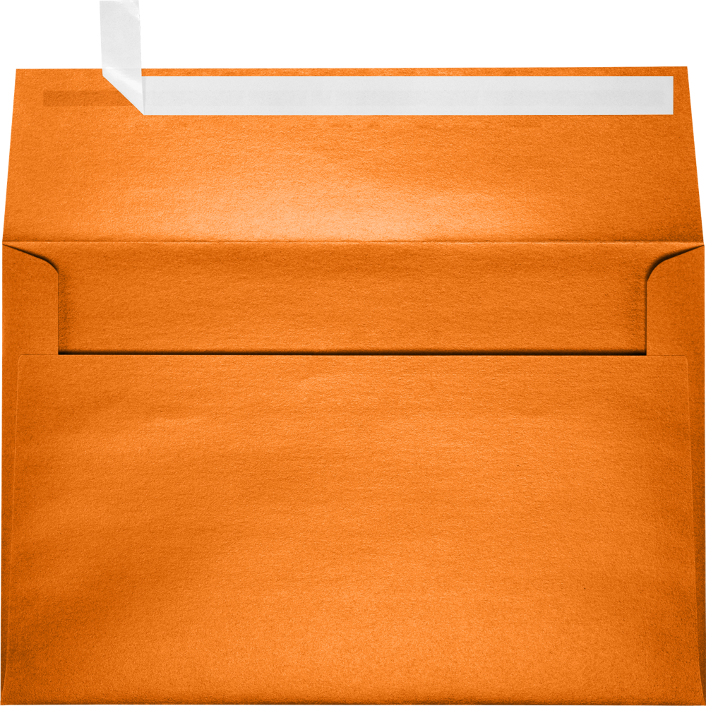 Orange Flame Metallic 32lb A9 Invitation Envelopes (5 3/4 x 8 3/4) with Peel & Seal