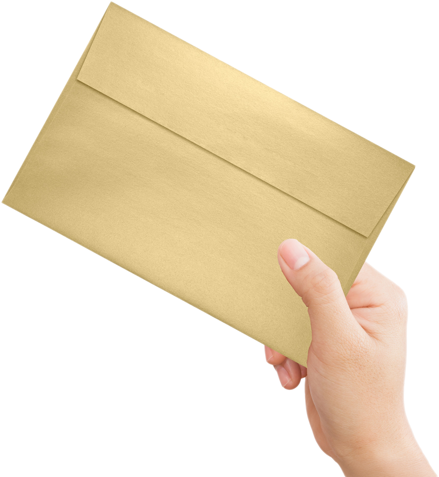 Light Gold Blonde Metallic 32lb A9 Invitation Envelopes (5 3/4 x 8 3/4) with Peel & Seal