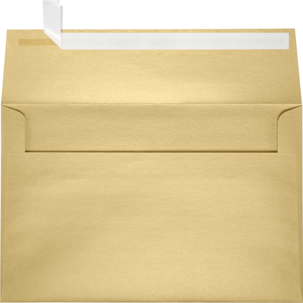 Light Gold Blonde Metallic 32lb A9 Invitation Envelopes (5 3/4 x 8 3/4) with Peel & Seal