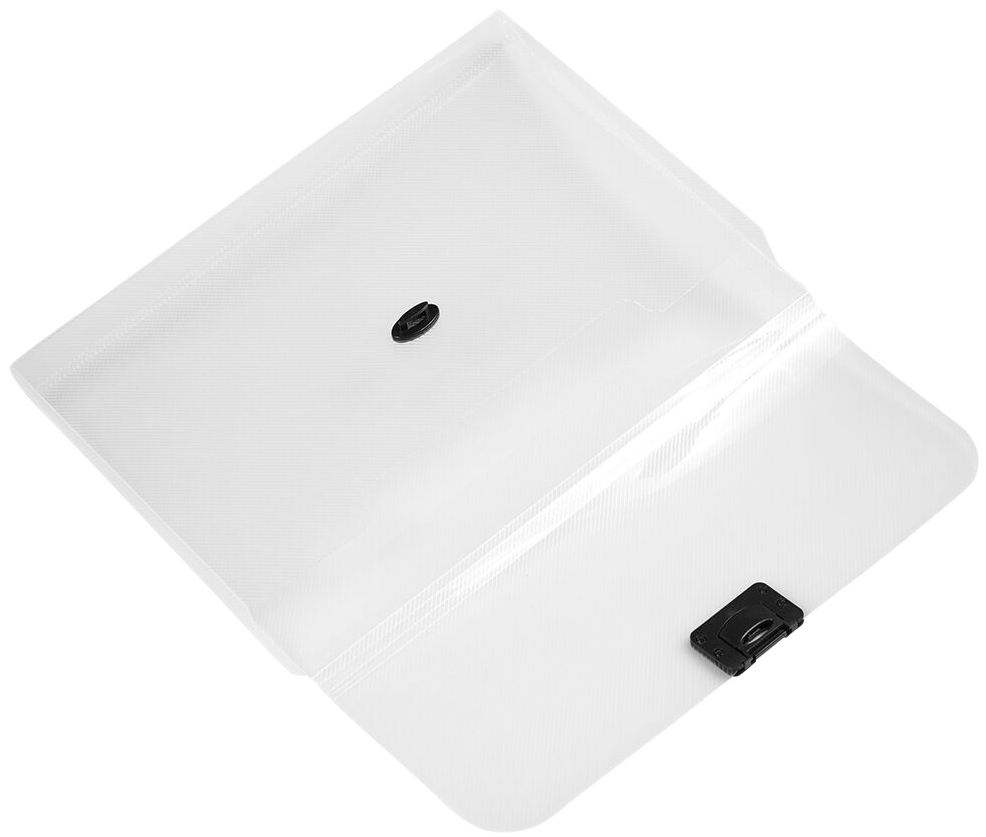 Clear 9 1/2 x 13 1/4 x 1 1/8 Plastic Portfolios with Center Buckle