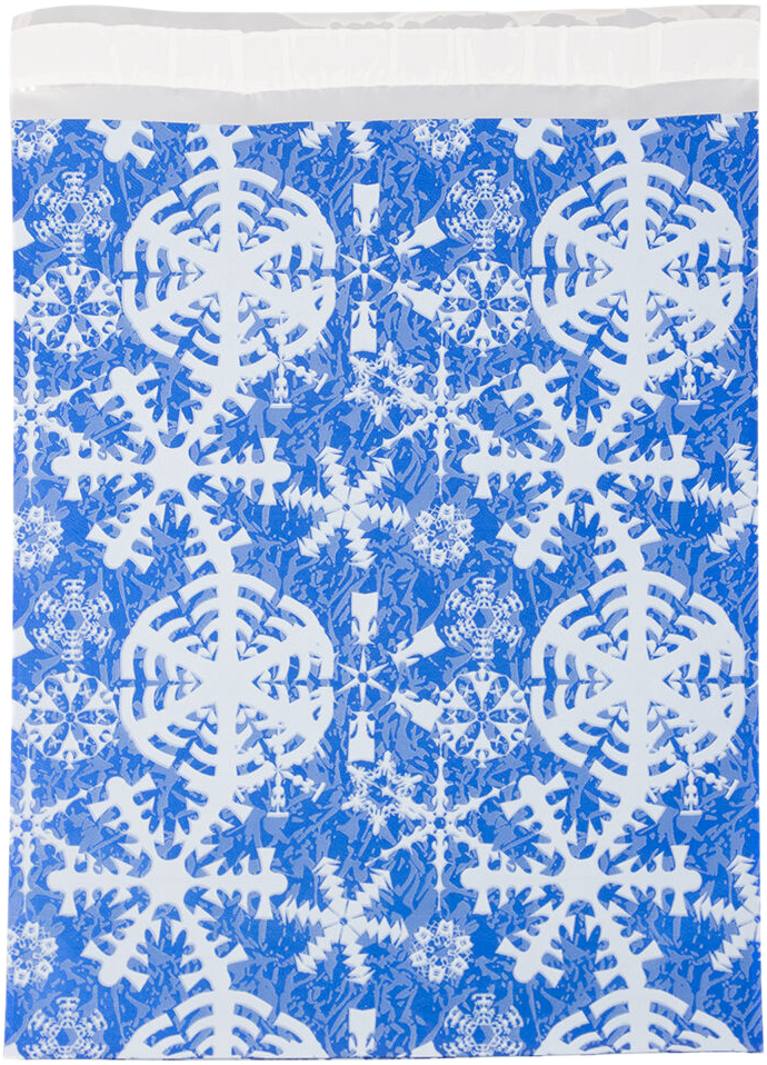 Blue Snowflake Foil 32lb 9 x 12 Open End Envelopes with Peel & Seal