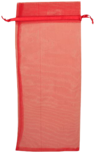 Red Sheer Bottle Drawstring Gift Bags (6 x 14)
