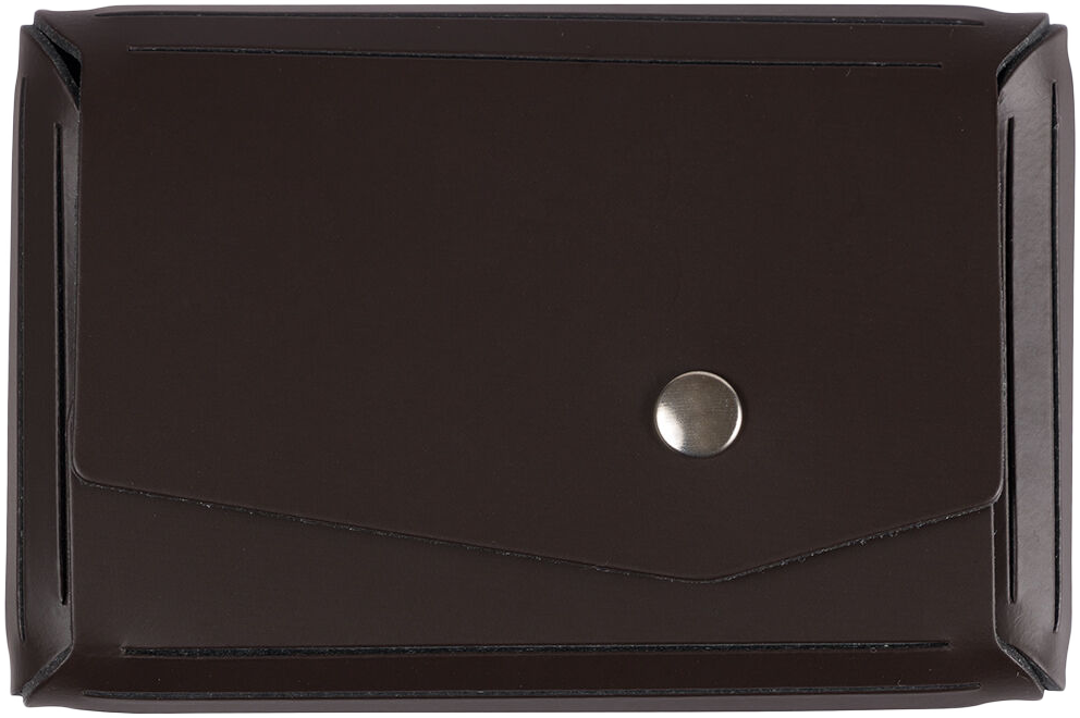Dark Brown Leather Business Card Case with Angular Flap - 20 Card Capacity