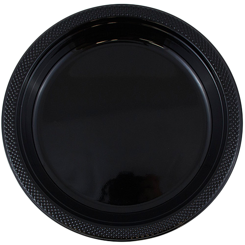 Black Small Plastic Plates (7 Inch) - 20 Pack