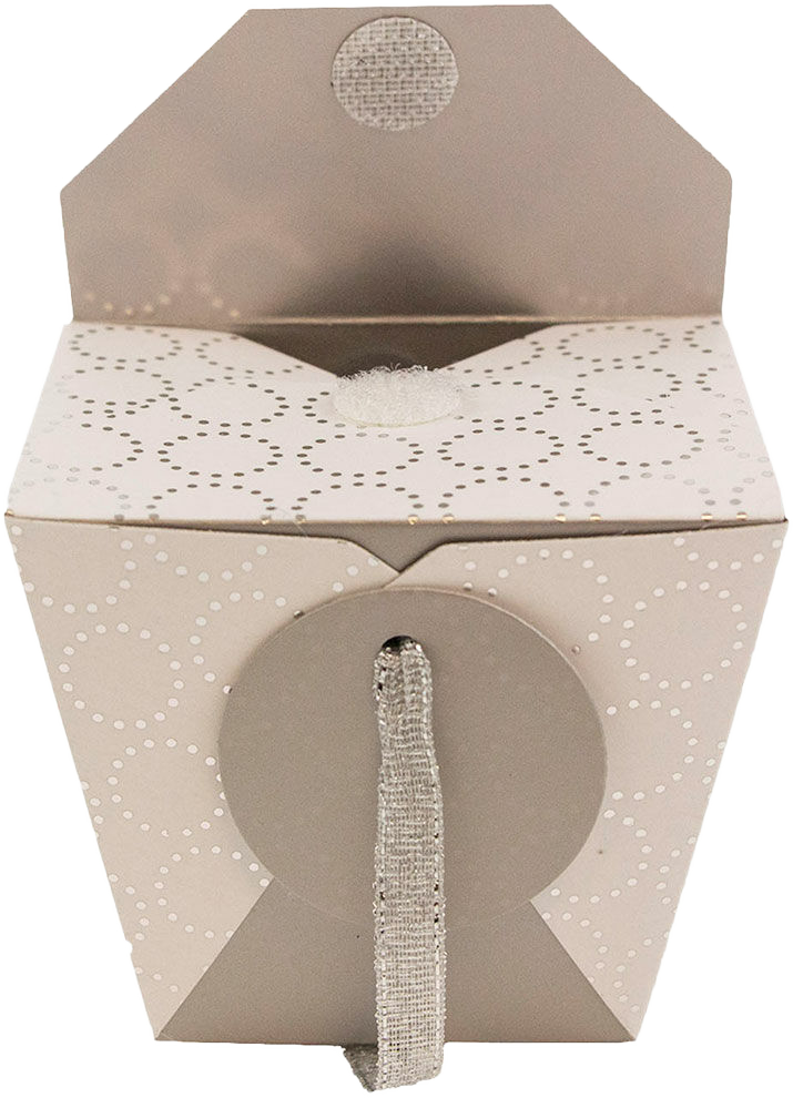 White with Silver Small Paper Chinese Takeout Containers (2 3/4 x 2 x 2 1/2) - 3 Pack