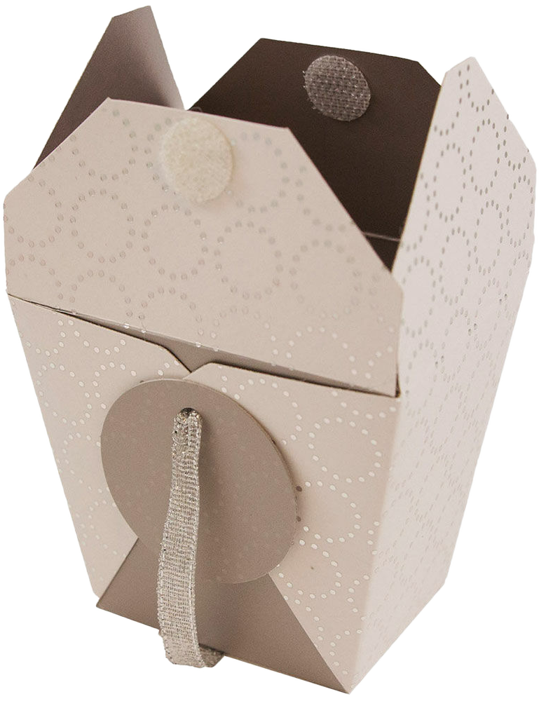 White with Silver Small Paper Chinese Takeout Containers (2 3/4 x 2 x 2 1/2) - 3 Pack