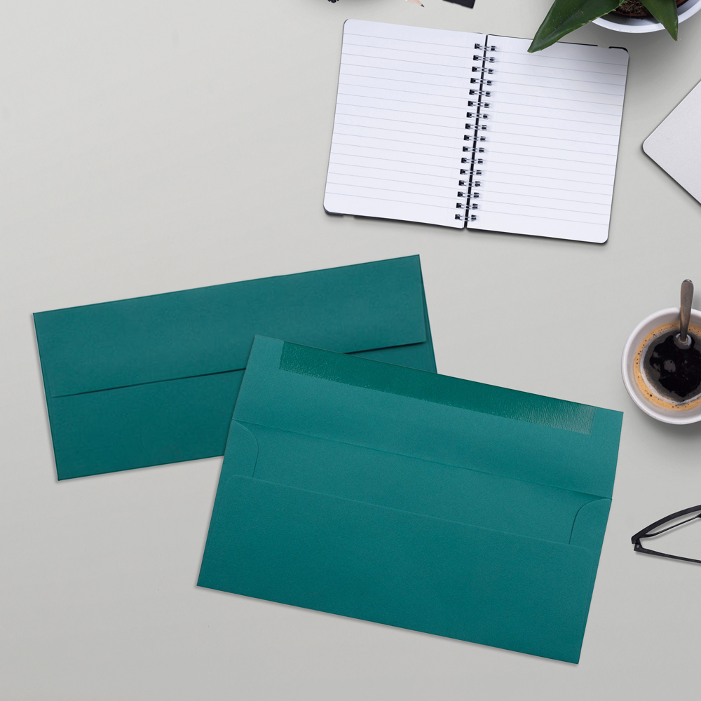 Teal Blue 32lb #10 Square Flap Envelopes (4 1/8 x 9 1/2)