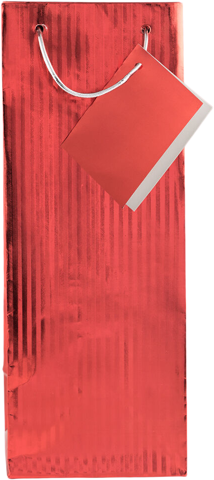 Red Foil Vertical Stripe Wine Bottle Gift Bags (5 x 3 1/2 x 13)