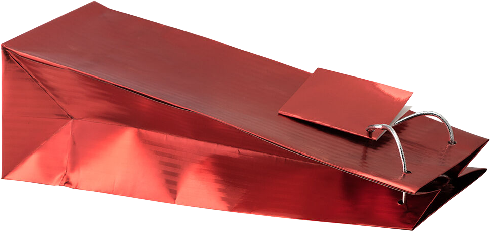 Red Foil Vertical Stripe Wine Bottle Gift Bags (5 x 3 1/2 x 13)