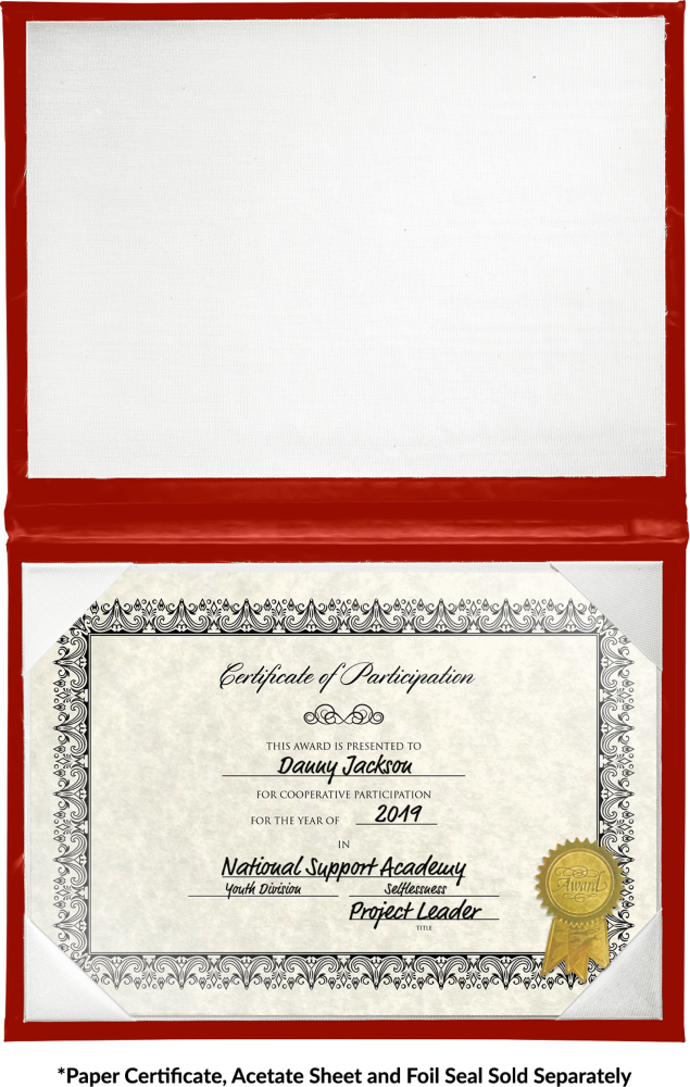 9 x 11 1/2 Landscape Padded Diploma Covers (Holds 8 1/2 x 11 Document) - Red