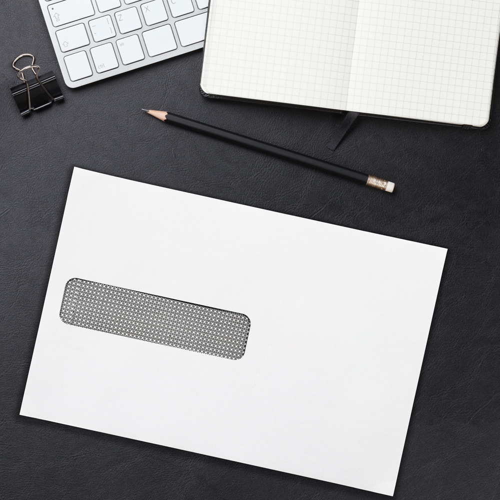 White with Security Tint 24lb 6 x 9 Booklet Window Envelopes