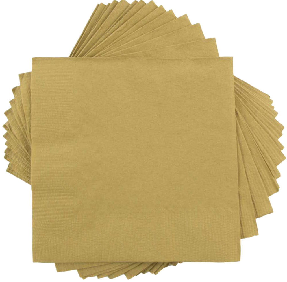 Gold 3-Ply 5 x 5 Beverage Napkins