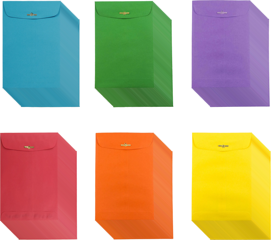 Assorted 6 x 9 Open End Envelopes with Clasp - 150 Pack
