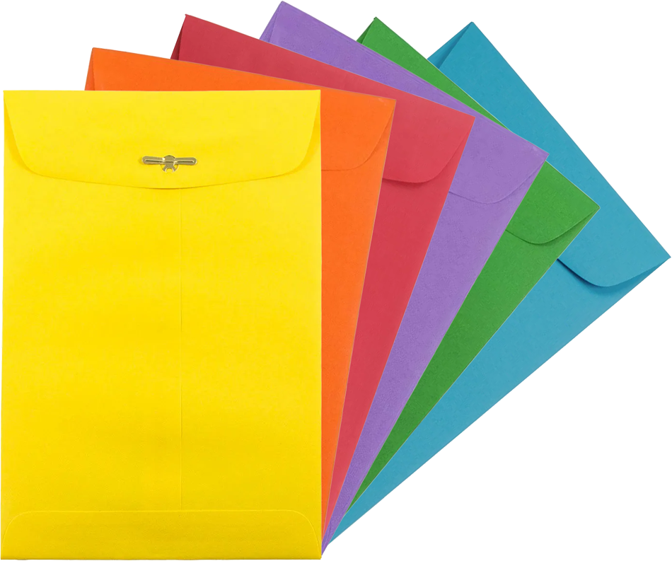 Assorted 6 x 9 Open End Envelopes with Clasp - 150 Pack