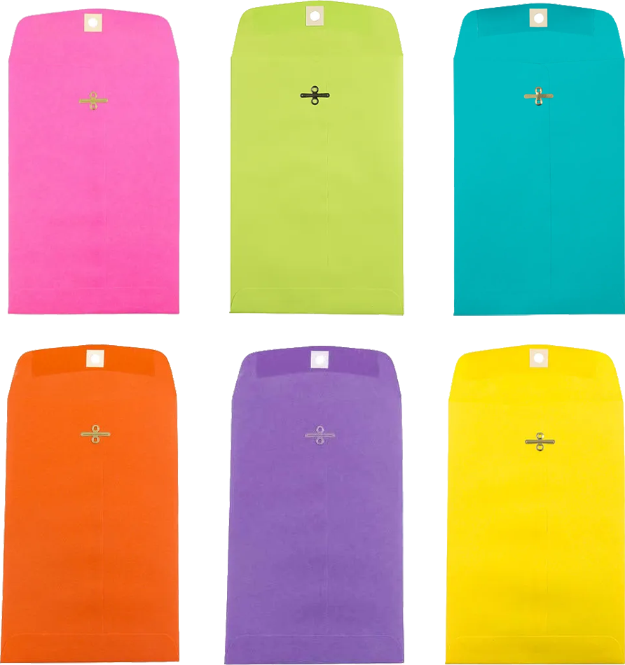 Fashion Assorted 6 x 9 Open End Envelopes with Clasp - 150 Pack
