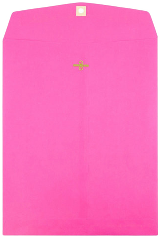 Fuchsia Pink Magenta 24lb 10 x 13 Open End Envelopes with Clasp