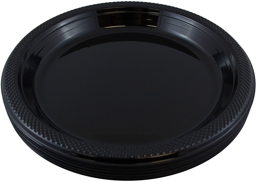 Black Small Plastic Plates (7 Inch) - 20 Pack