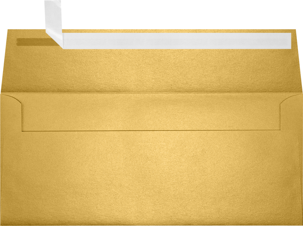 Gold Metallic 32lb #9 Slimline Square Flap Envelopes (3 7/8 x 8 7/8) with Peel & Seal