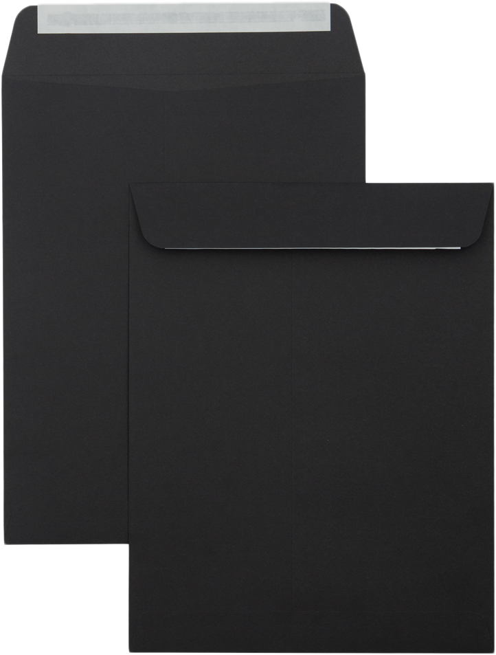 Smooth Midnight Black 32lb 8 3/4 x 11 1/4 Open End Envelopes with Peel & Seal
