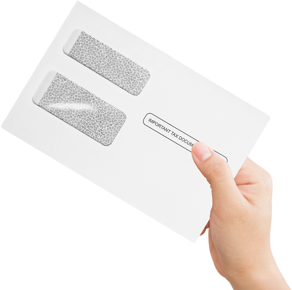 White with Security Tint 24lb W-2 /1099 Double Window Envelopes (5 3/4 x 8 7/8)