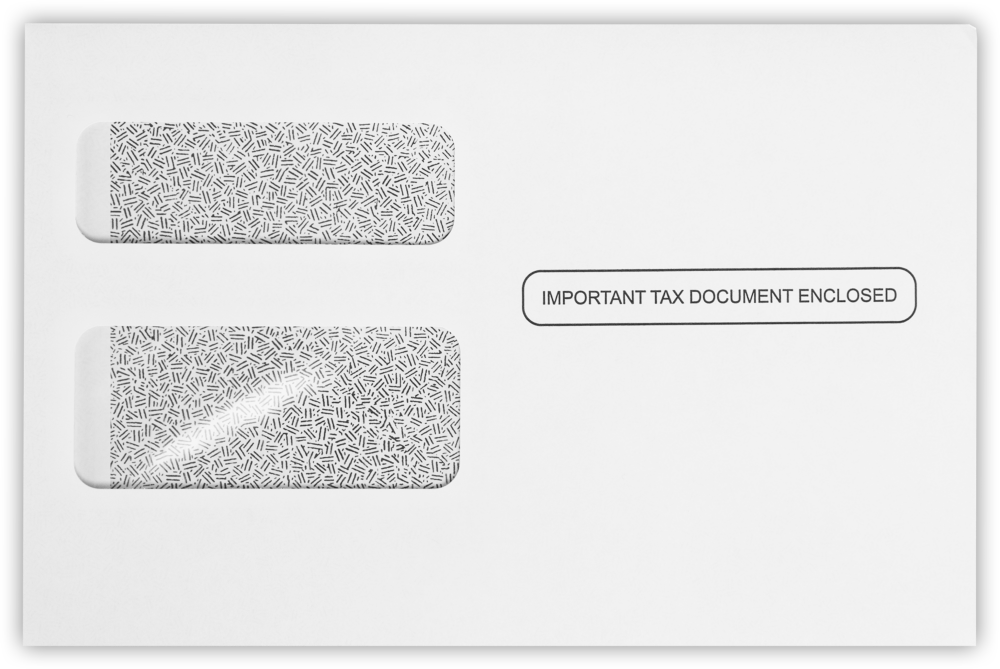 White with Security Tint 24lb W-2 /1099 Double Window Envelopes (5 3/4 x 8 7/8)