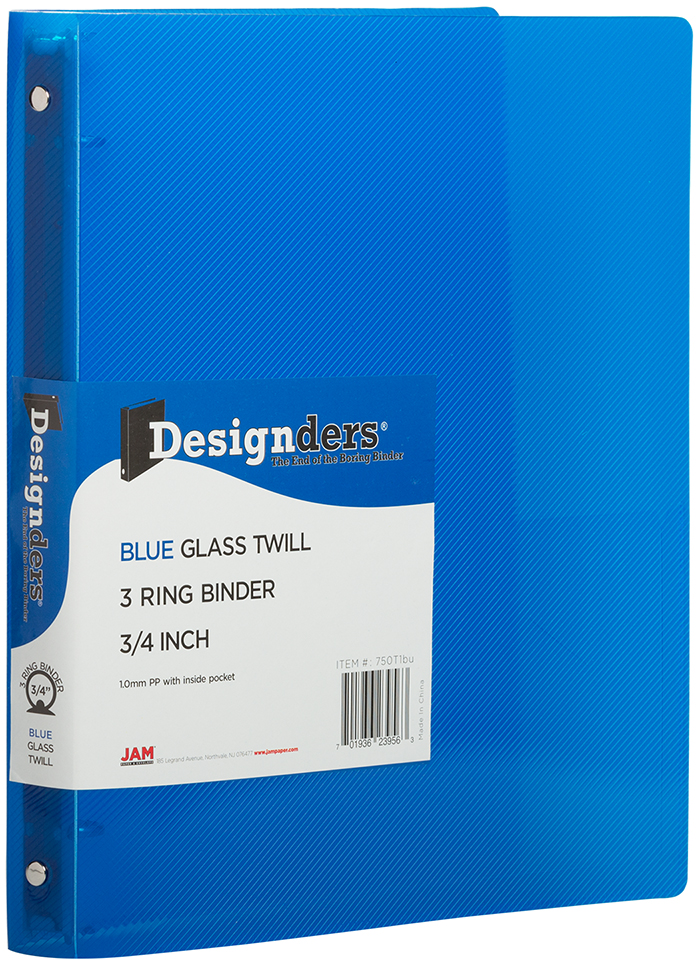 Blue Plastic 3/4 Inch 3-Ring Binder