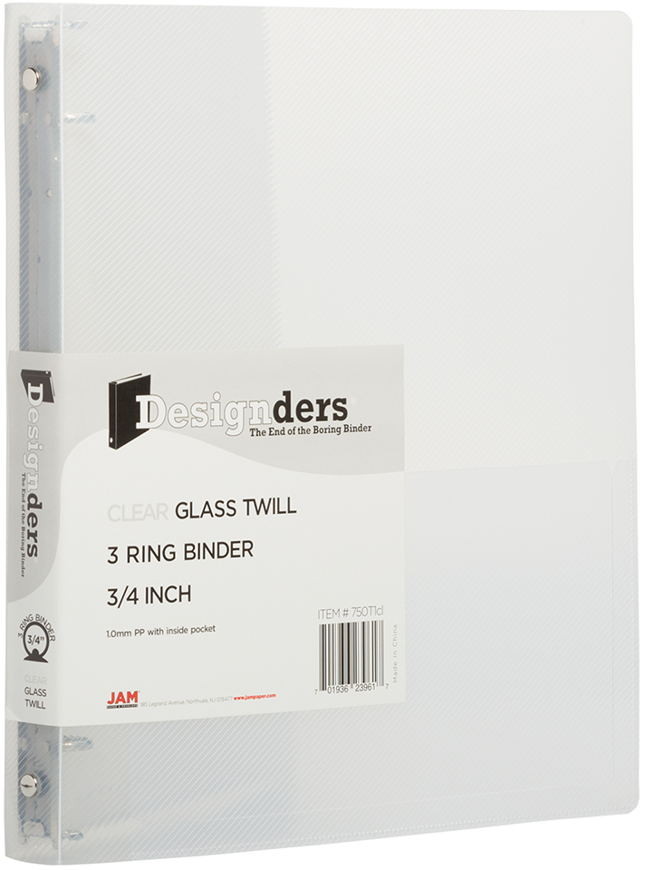 Clear Plastic 3/4 Inch 3-Ring Binder
