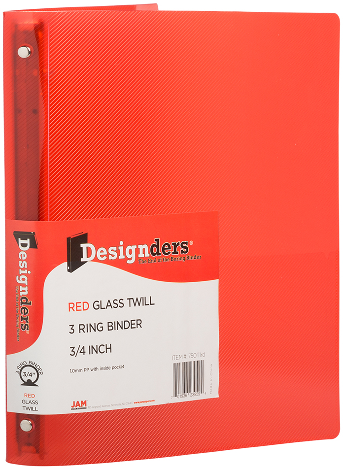 Red Plastic 3/4 Inch 3-Ring Binder