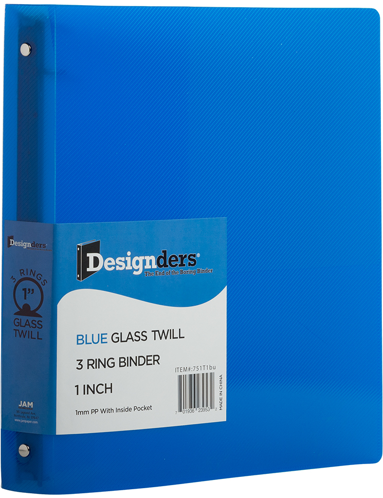 Blue Plastic 1 Inch 3-Ring Binder