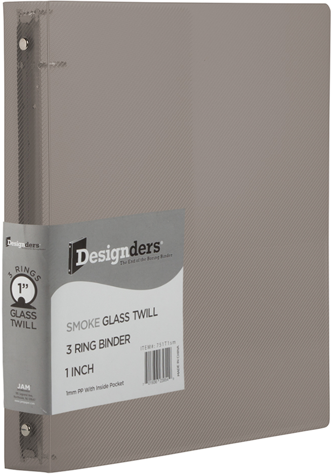 Smoke Gray Plastic 1 Inch 3-Ring Binder