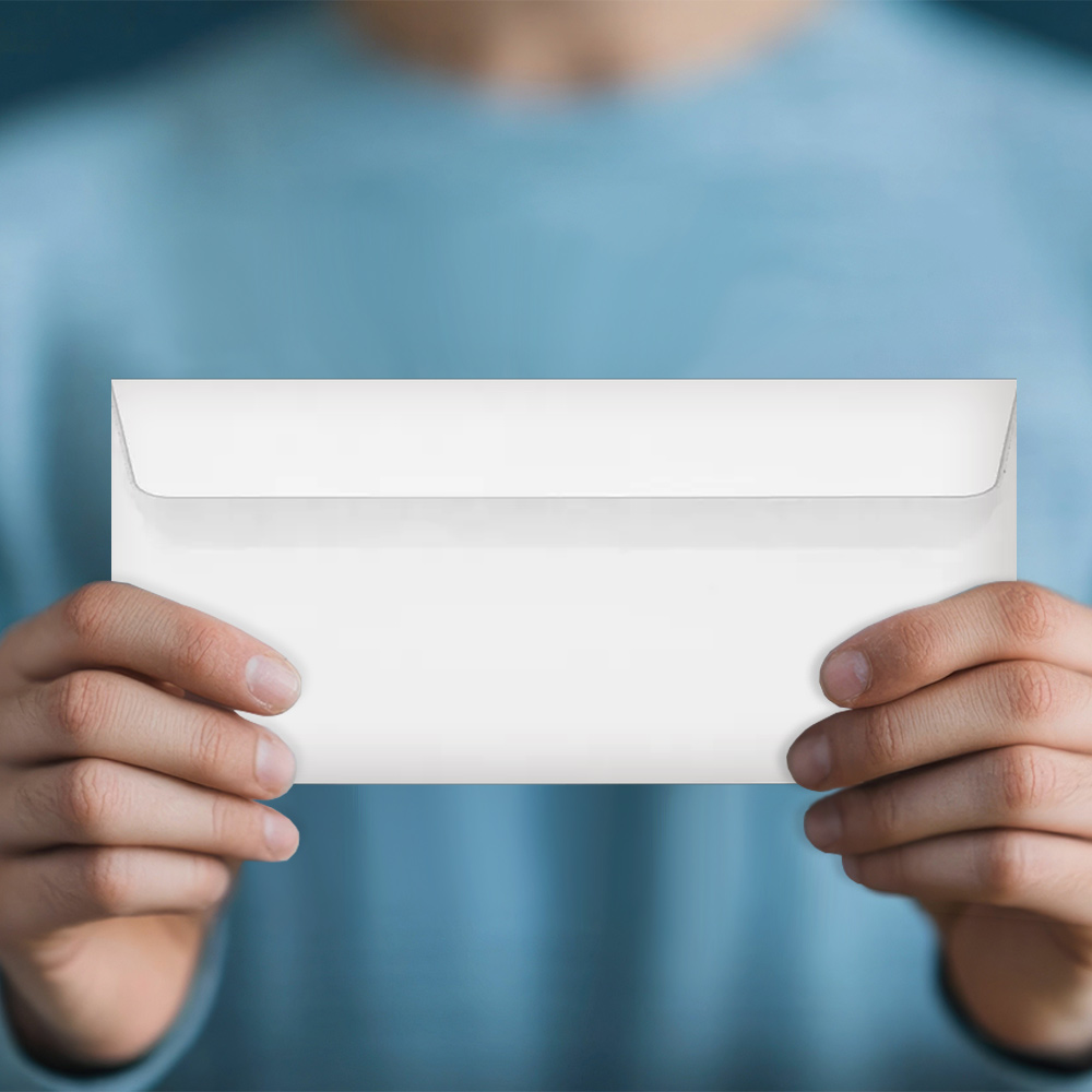 White with Security Tint 24lb #10 Square Flap Envelopes (4 1/8 x 9 1/2) with Peel & Seal