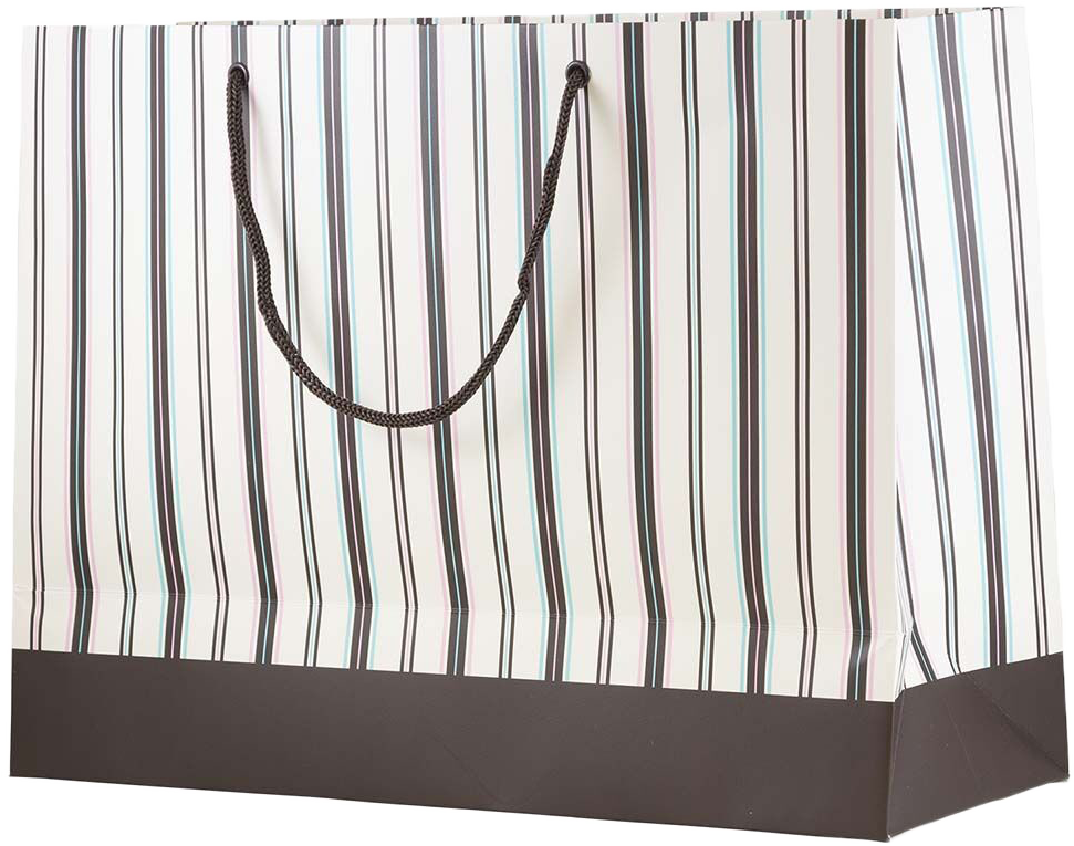 Brown X-Large Stripe Matte Gift Bags (16 x 12 x 6)