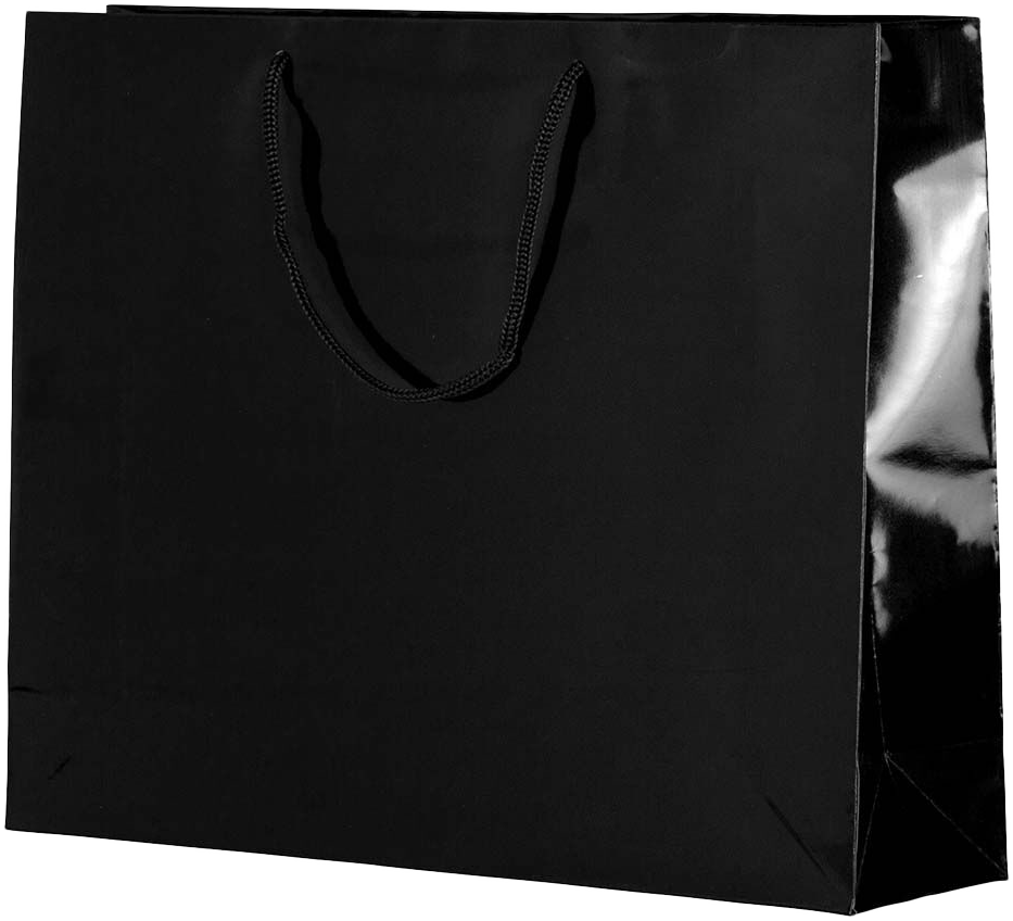 Black X-Large Horizontal Glossy Gift Bags (16 x 13 x 4 3/4)