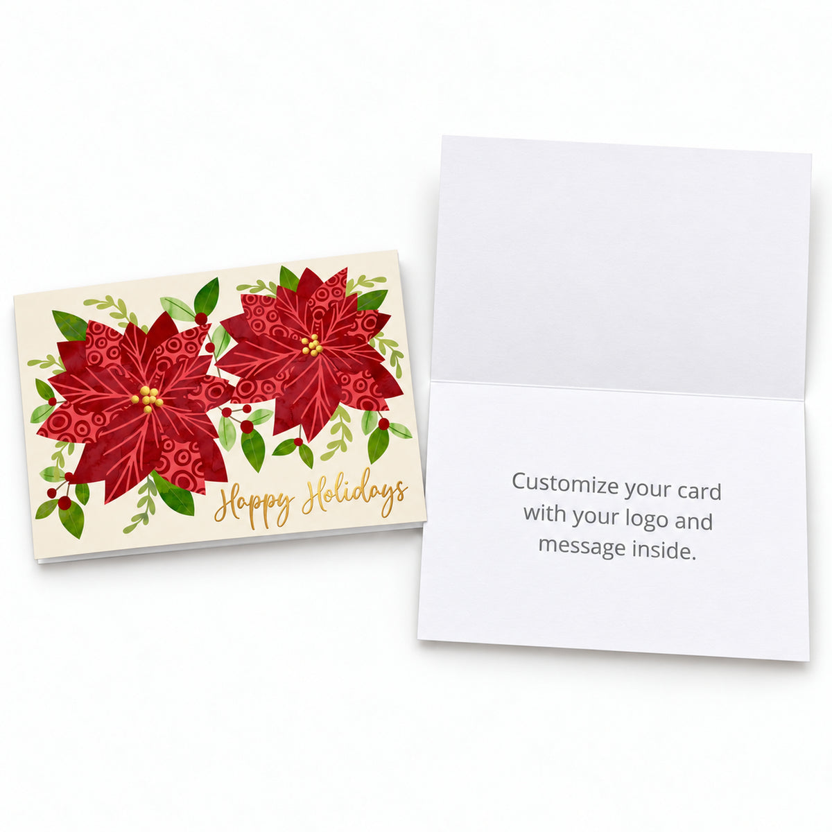 Patterned Poinsettias 80lb 7 x 5 Foldover Card Set