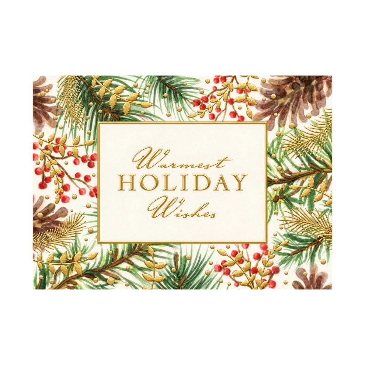 Watercolor Pinecones 80lb 7 x 5 Foldover Card Set