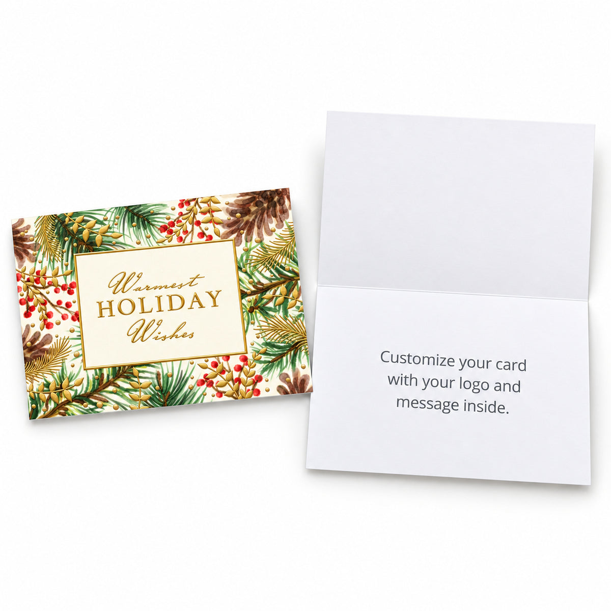 Watercolor Pinecones 80lb 7 x 5 Foldover Card Set