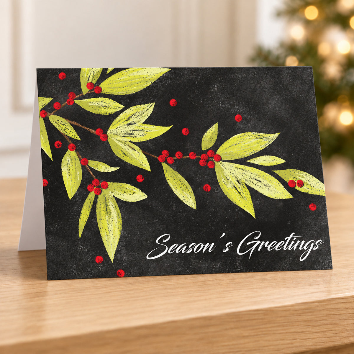 Holiday Greenery 80lb 7 x 5 Foldover Card Set