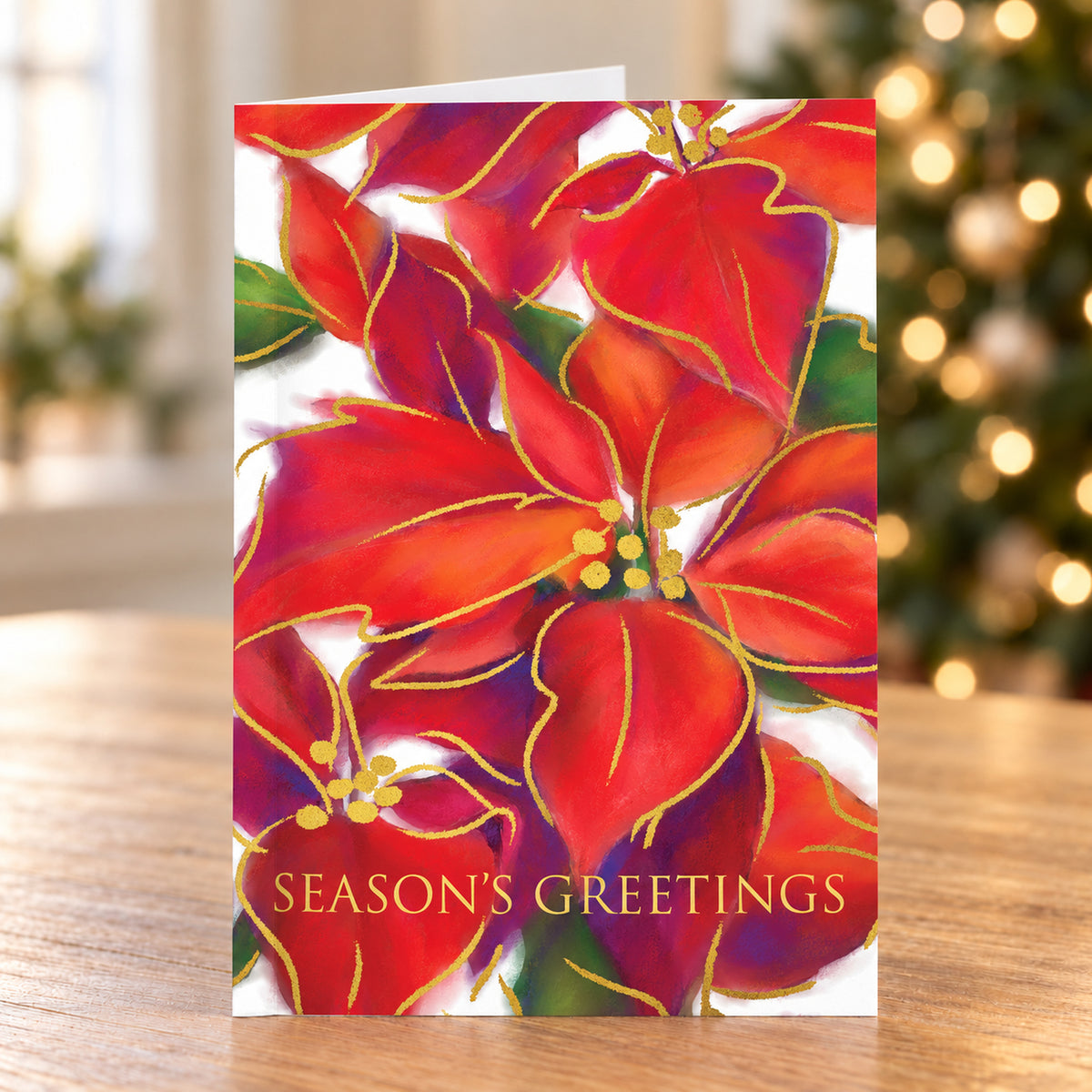 Vibrant Poinsettia 80lb 5 x 7 Foldover Card Set