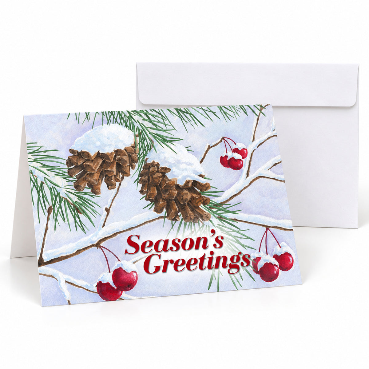 Glistening Pine Cones 80lb 7 x 5 Foldover Card Set