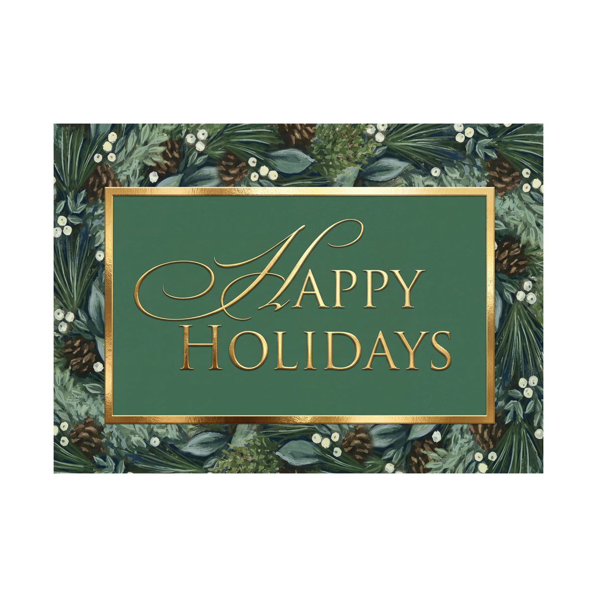 Nostalgic Holiday Greenery 80lb 7 x 5 Foldover Card Set