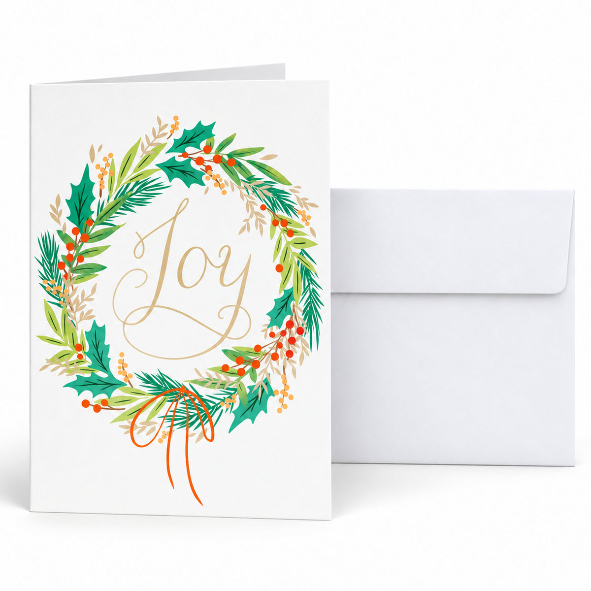 Wreath of Joy 80lb 5 x 7 Foldover Card Set