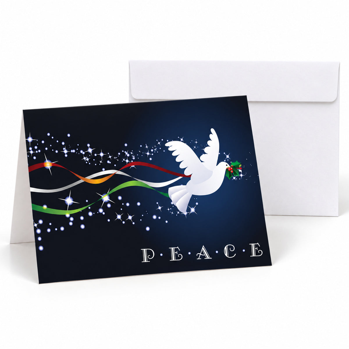 Festive Dove 80lb 7 x 5 Foldover Card Set
